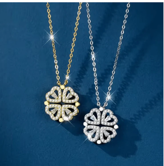 Darzeen™ Four-Leaf Clover Heart Pendant Necklace | قلادة قلب البرسيم رباعي الأوراق